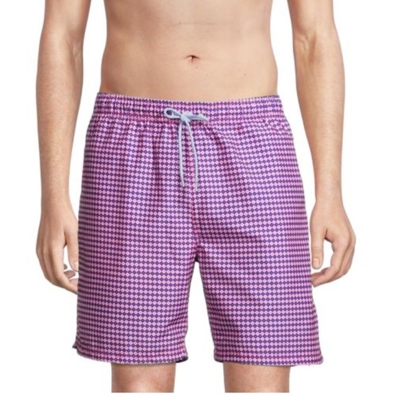 Mens Tailorbyrd Purple Gingham Board Mesh Shorts Size XL - Picture 1 of 9
